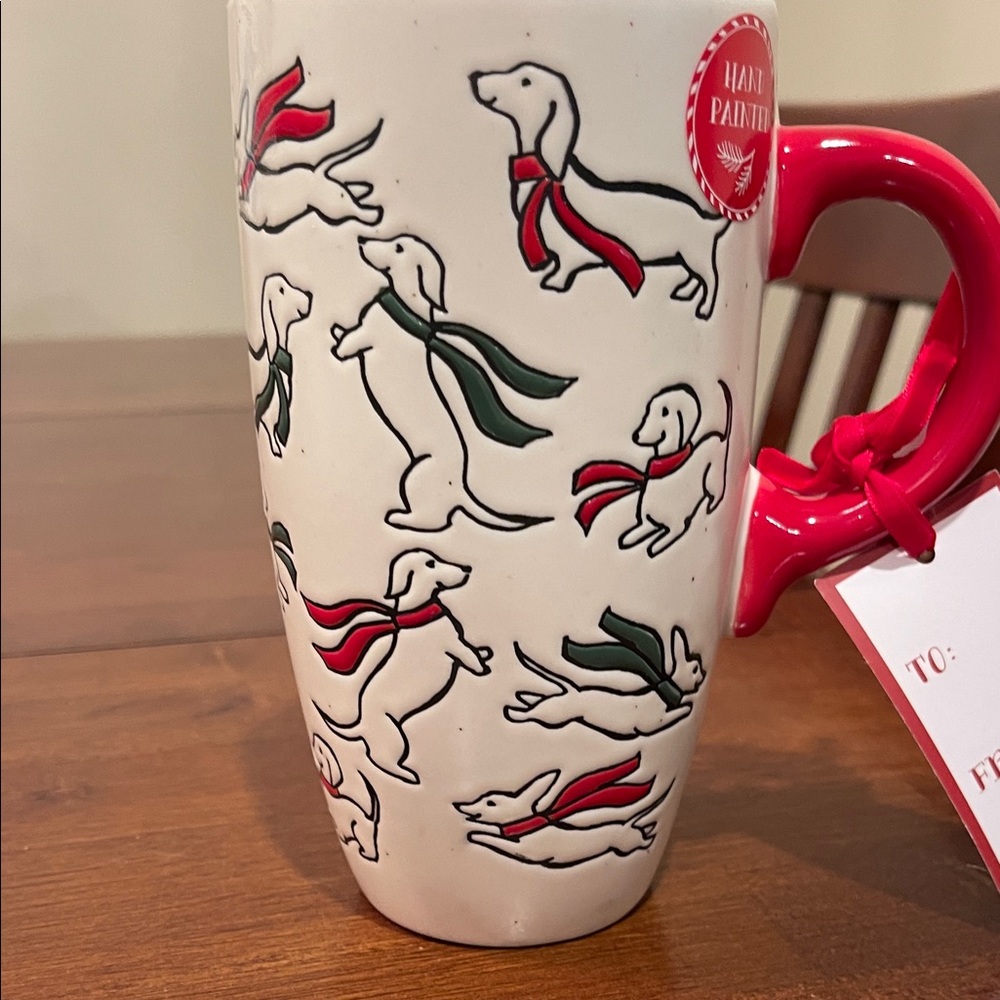 Dachshund Patterned Mug with Lid